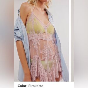 Free People Pink Lace tank top tunic BNWT